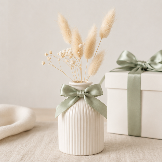 Bomboniere artigianali vaso con composizione di fiori secchi, ideale per matrimoni, comunioni ed eventi speciali