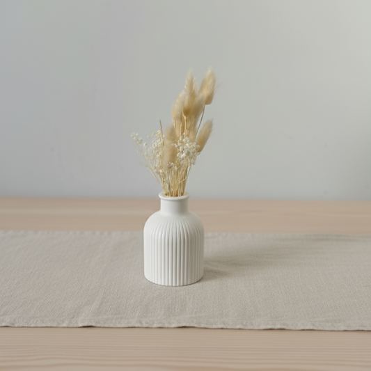 Vaso Minimal Bloom con composizione di fiori secchi, bomboniera artigianale ideale per matrimoni, comunioni ed eventi speciali