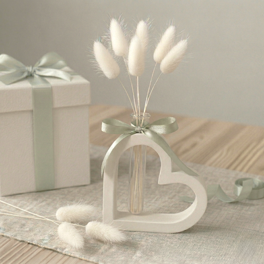 Bomboniere artigianali vaso a forma di cuore in polvere di ceramica con fiori secchi. Ideale per matrimoni, cerimonie ed eventi