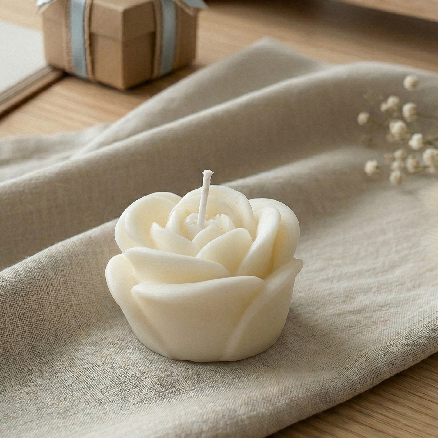 Bomboniere candele decorative artigianali in cera di soia naturale a forma di rosa, ideale per cerimonie ed eventi