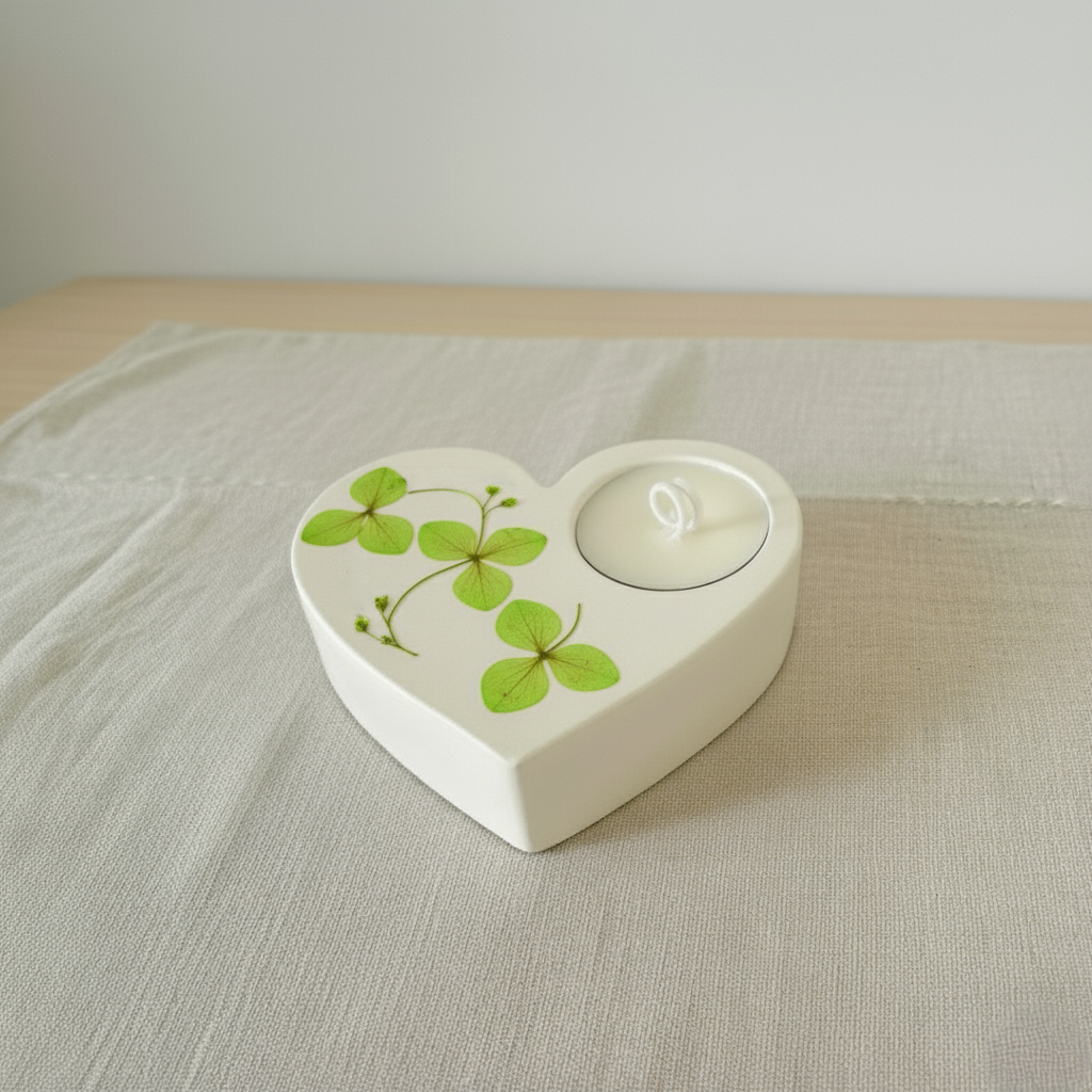 Bomboniera portacandela con tealight in cera di soia e petali verdi di ortensia essiccata, ideale per matrimonio, anniversario, comunione, battesimo ed eventi speciali