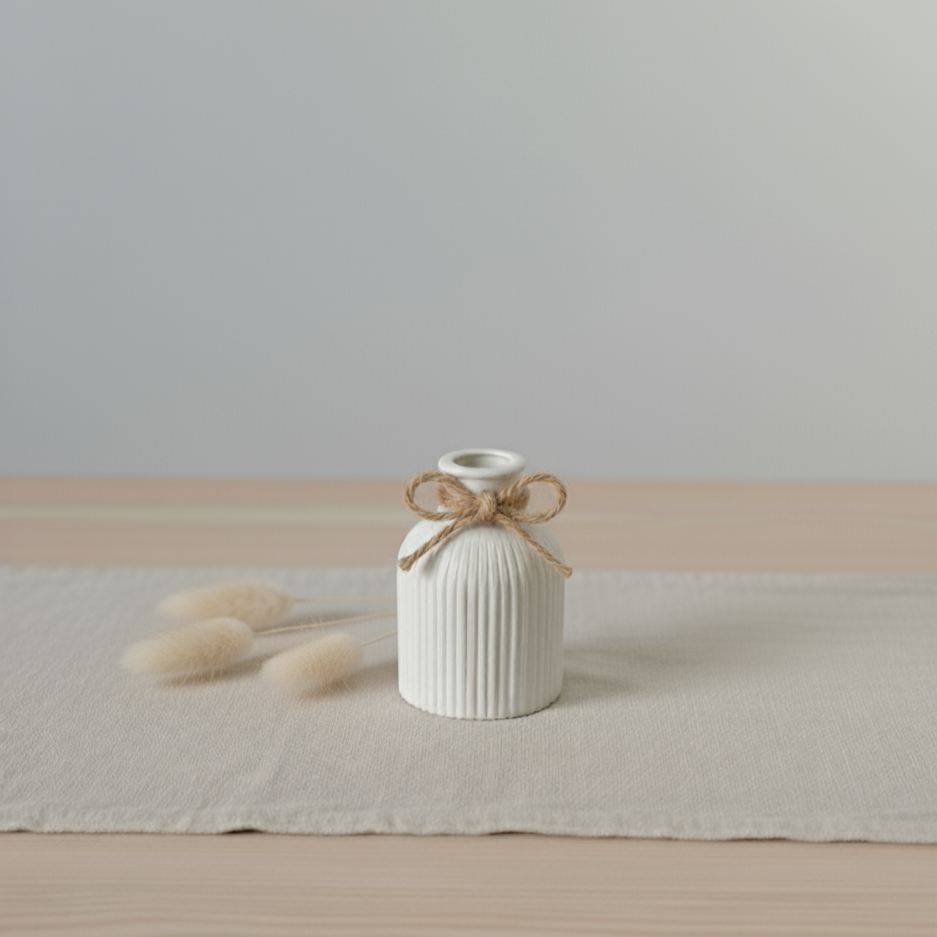 Vaso decorativo Minimal Bloom in polvere di ceramica, bomboniera artigianale dal design minimal ideale per matrimoni, comunioni ed eventi speciali