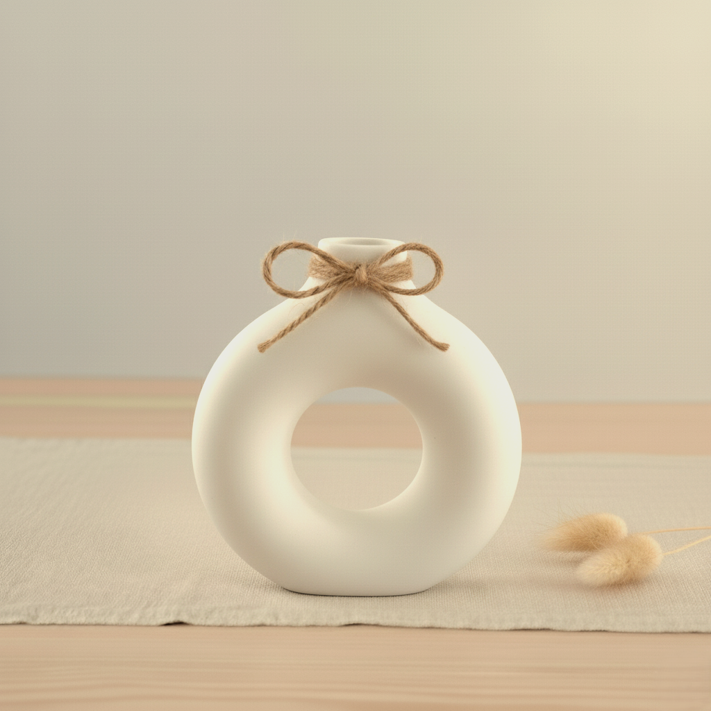 Bomboniera artigianale in ceramica a forma di anello, vaso decorativo dal design moderno