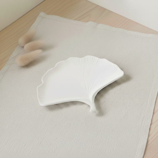 Complemento d’arredo in polvere di ceramica a forma di foglia di ginkgo ideale come svuotatasche, portagioie